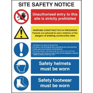 400x300mm Site Safety Notice - Rigid