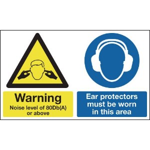 300x500mm Warning Noise Level of 80Db(A) or above Ear Protectors Must Be Worn In This Area - Rigid