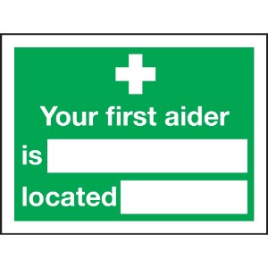 150x200mm Your First Aider Is Located - Self Adhesive