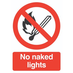 210x148mm No Naked Lights - Rigid