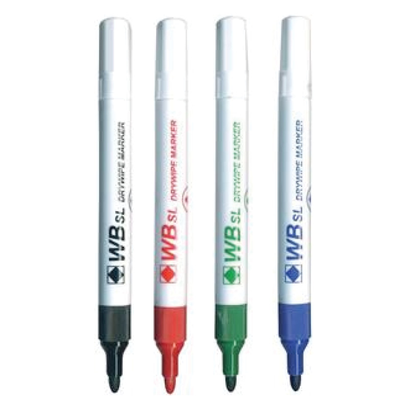 Whiteboard Marker Pens - Pack of 4 Assorted Colours