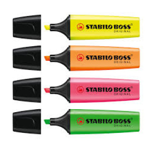 Stabilo Boss Highlighter Wallet of 4 Assorted Colours