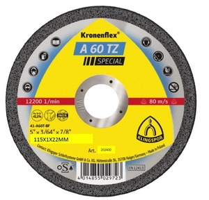 115x1.0mm A 60 TZ Special Klingspor Kronenflex Metal Cutting Disc Flat - 202400