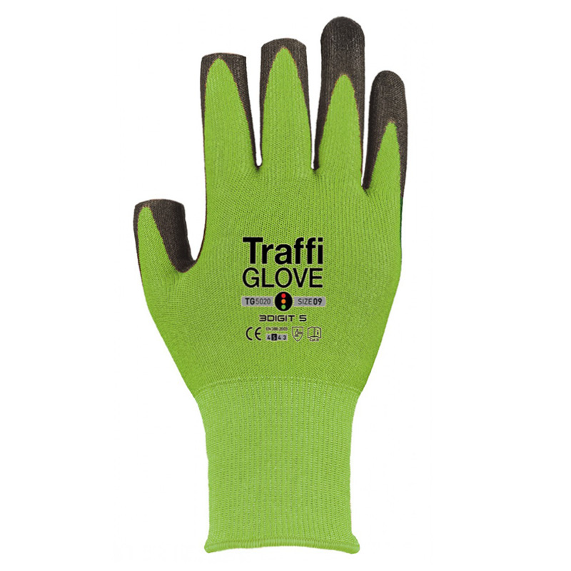 Size 6 TG5020-06 GREEN 3 Digit X-Dura PU Palm Traffi Glove - Cut Level 5