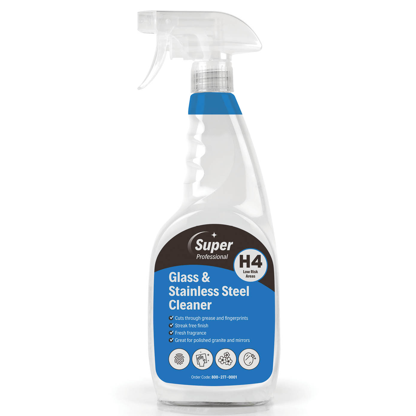750ml JaniClean™ Glass & Stainless Steel Cleaner Trigger Spray - H4