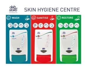 Deb 3-Step Skin Skin Hygiene Centre Wash/Sanitise/Restore (1L OxyBAC Soap, 1L Sanitiser, 1L Restore) - SSC3FWSC