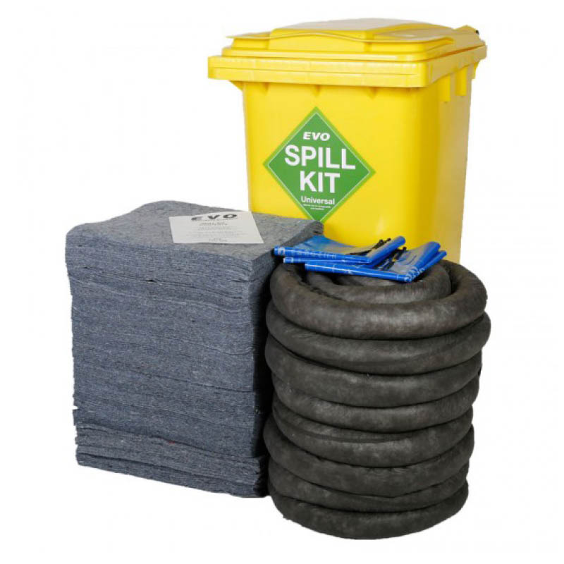 240 Litre ContainIT® Universal Mobile Spill Response Kit In Yellow Wheelie Bin