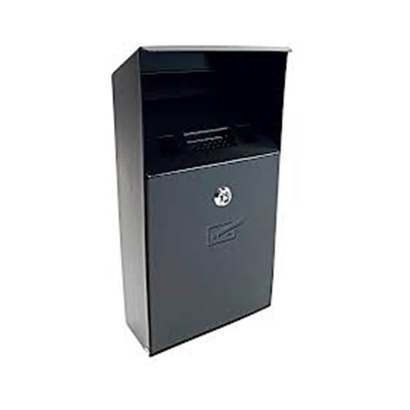Small Wall Mounted Cigarette Bin - Black Powder Coated