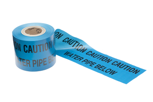 'Water Pipe Below' Underground Warning Tape Blue 150mmx365m