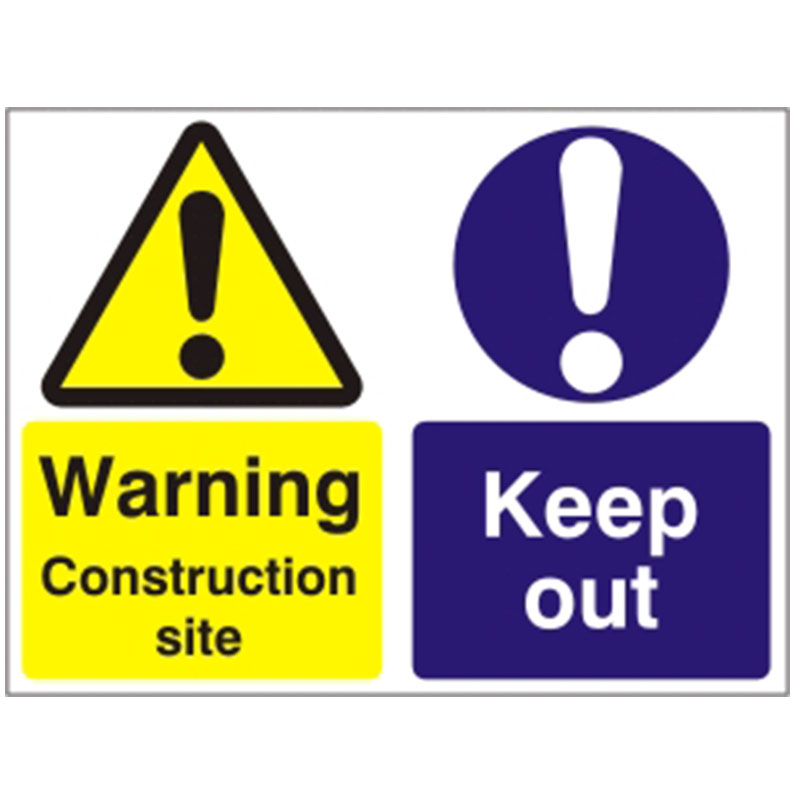 450x600mm 'Warning Construction site Keep out' Rigid Foamboard sign