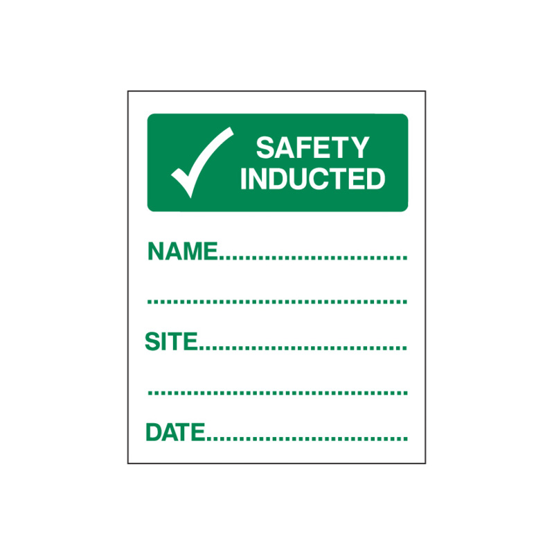 'Safety Inducted' Site Helmet Stickers - 70x55mm